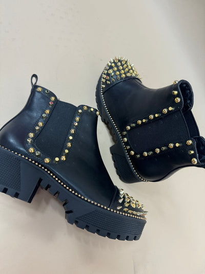 Life On The Edge Booties- GOLD SPIKES