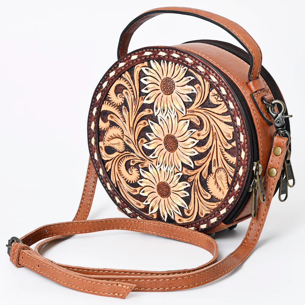 Sunflower Hand Tooled Leather Bag