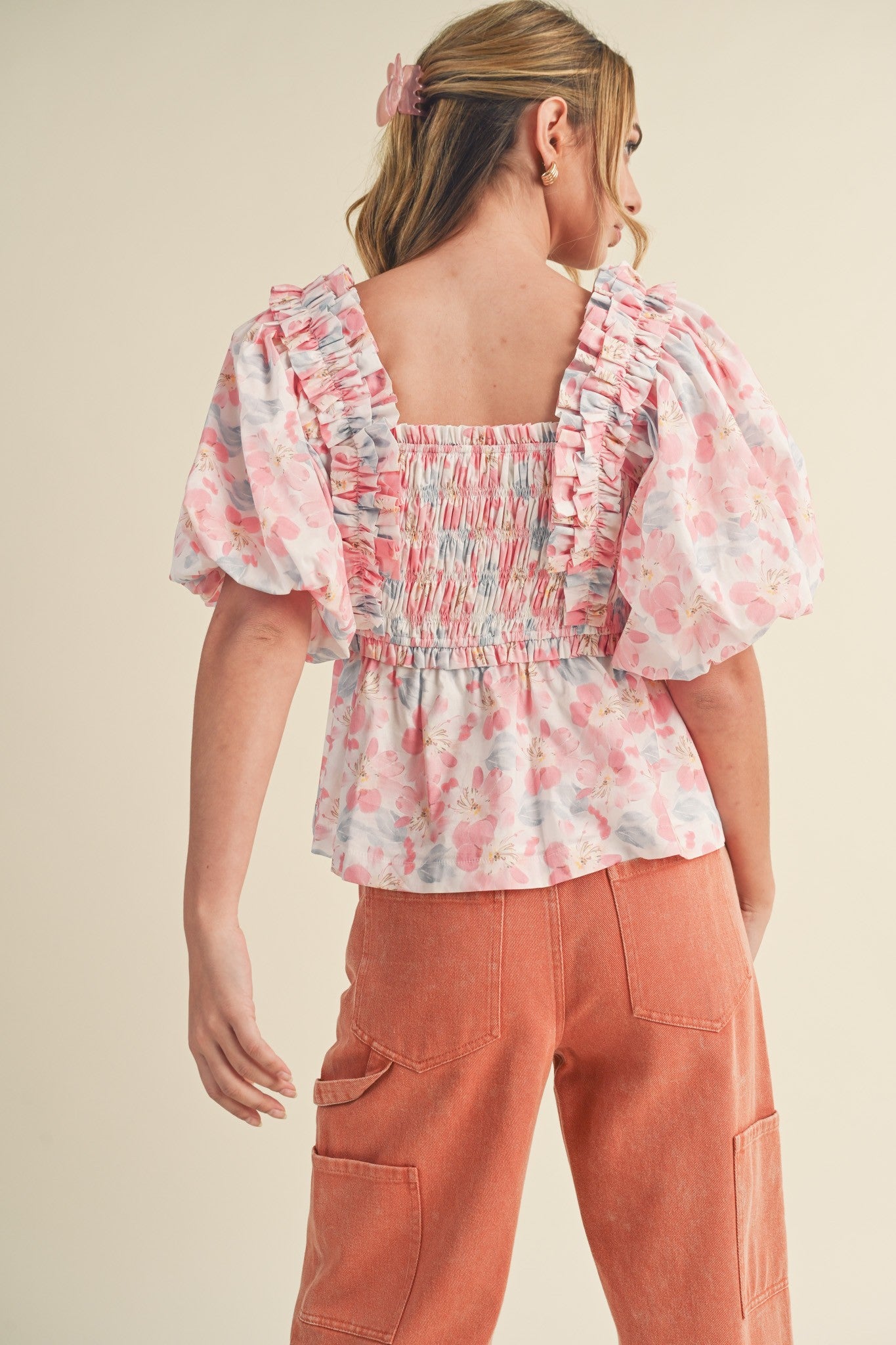 The Everly Smocked Ruffle Top