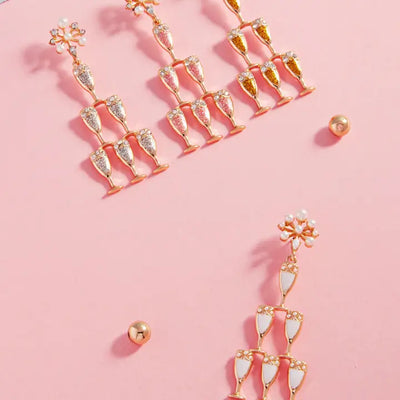 Champagne Glass Tower Shaped Post Earring