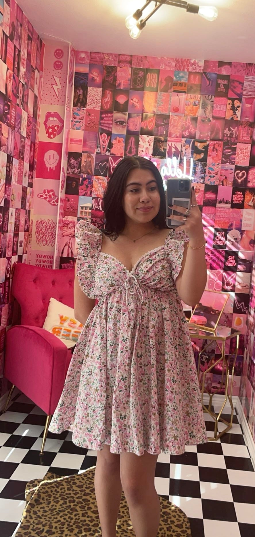 Mona Pink Floral Dress
