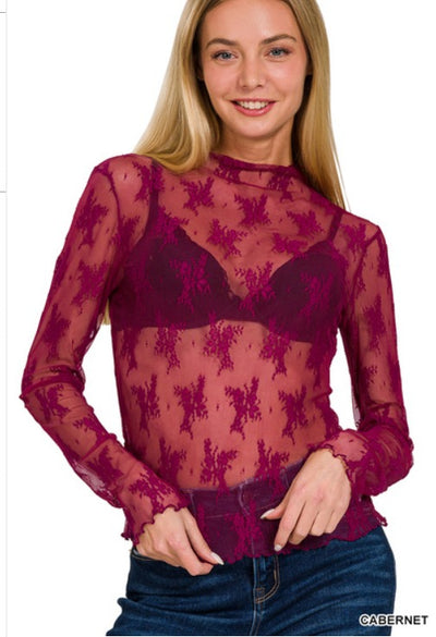 Long Sleeve Lace Layering Top
