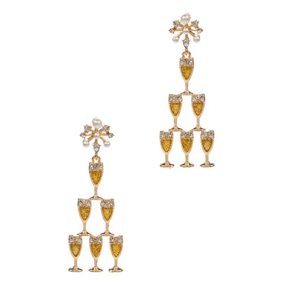Champagne Glass Tower Shaped Post Earring