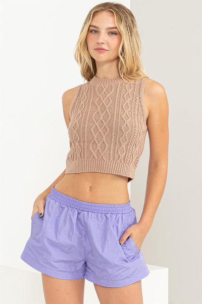 The Gianna Cable Knit Crop Sleeveless Top Vest