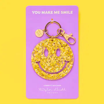 Glitter Happy Face Keychain