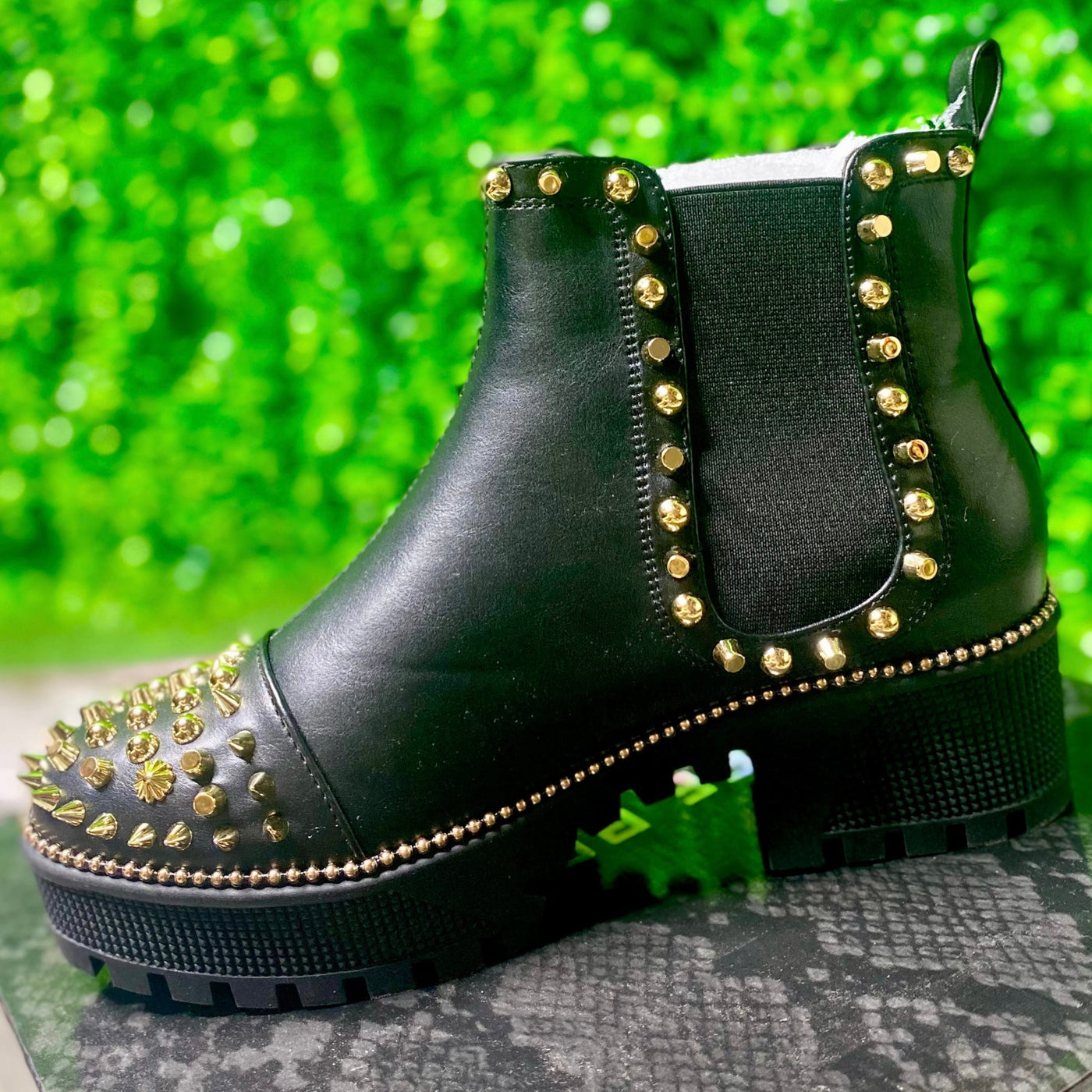 Life On The Edge Booties- GOLD SPIKES
