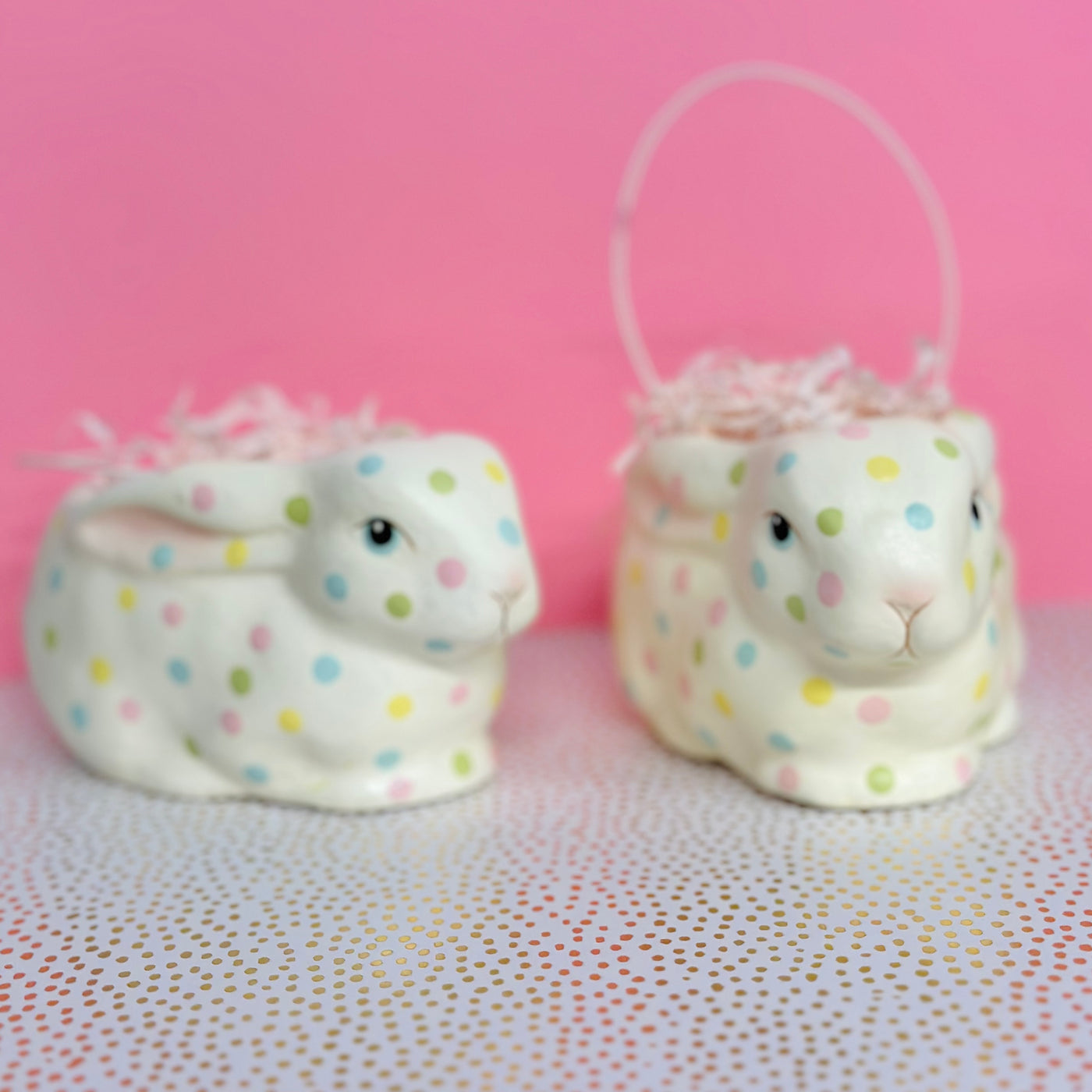 Polka Dot Bunny Mini Basket
