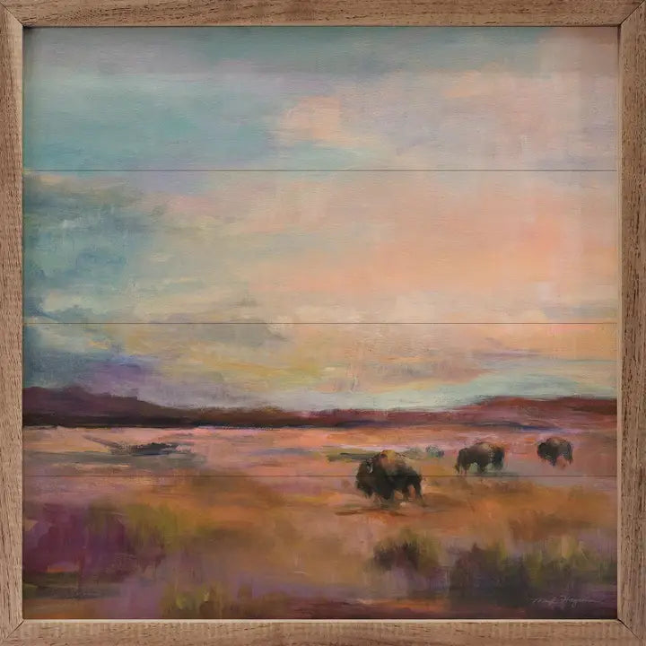 Buffalo Under Big Sky Framed Box Sign