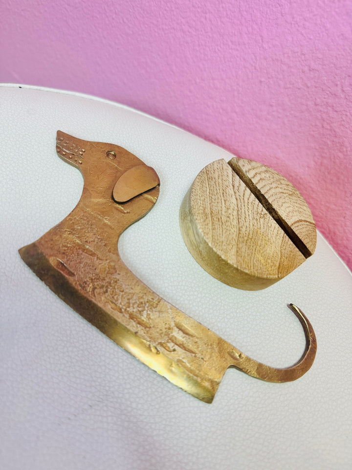 Rustic Dog-Shaped Cheese Knife with Mango Wood Stand