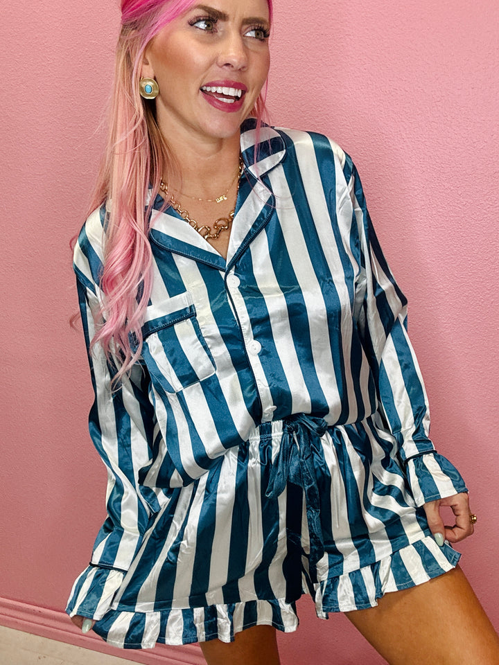 The Stripe Satin Pajama Set