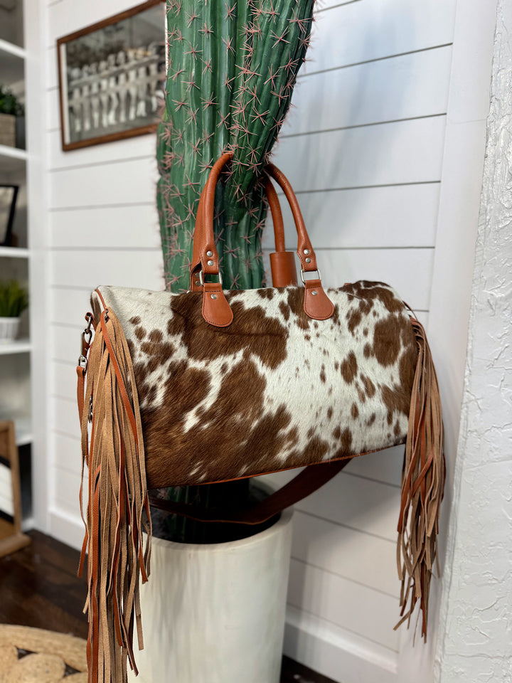 Fringe Cowhide Duffle Bag