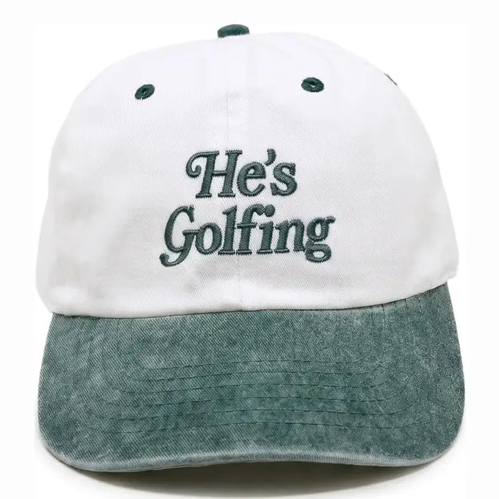 He's Golfing Dad Cap Hat
