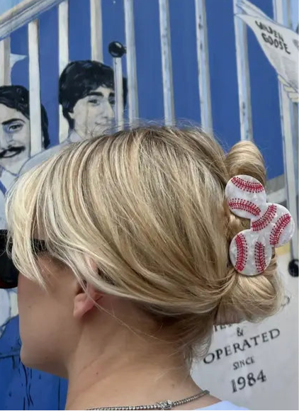 Hand-Painted Homerun Baseball Hair Clip