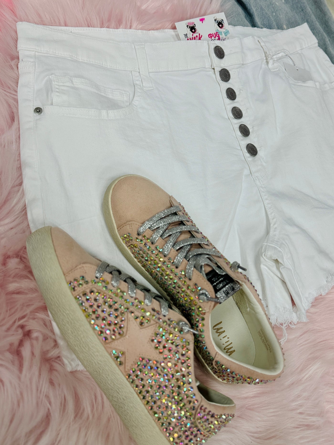 The Miley White Button Up Shorts