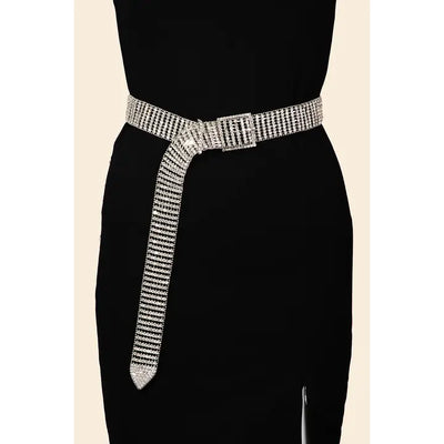 Square Buckle Rhinestone Chain Belt