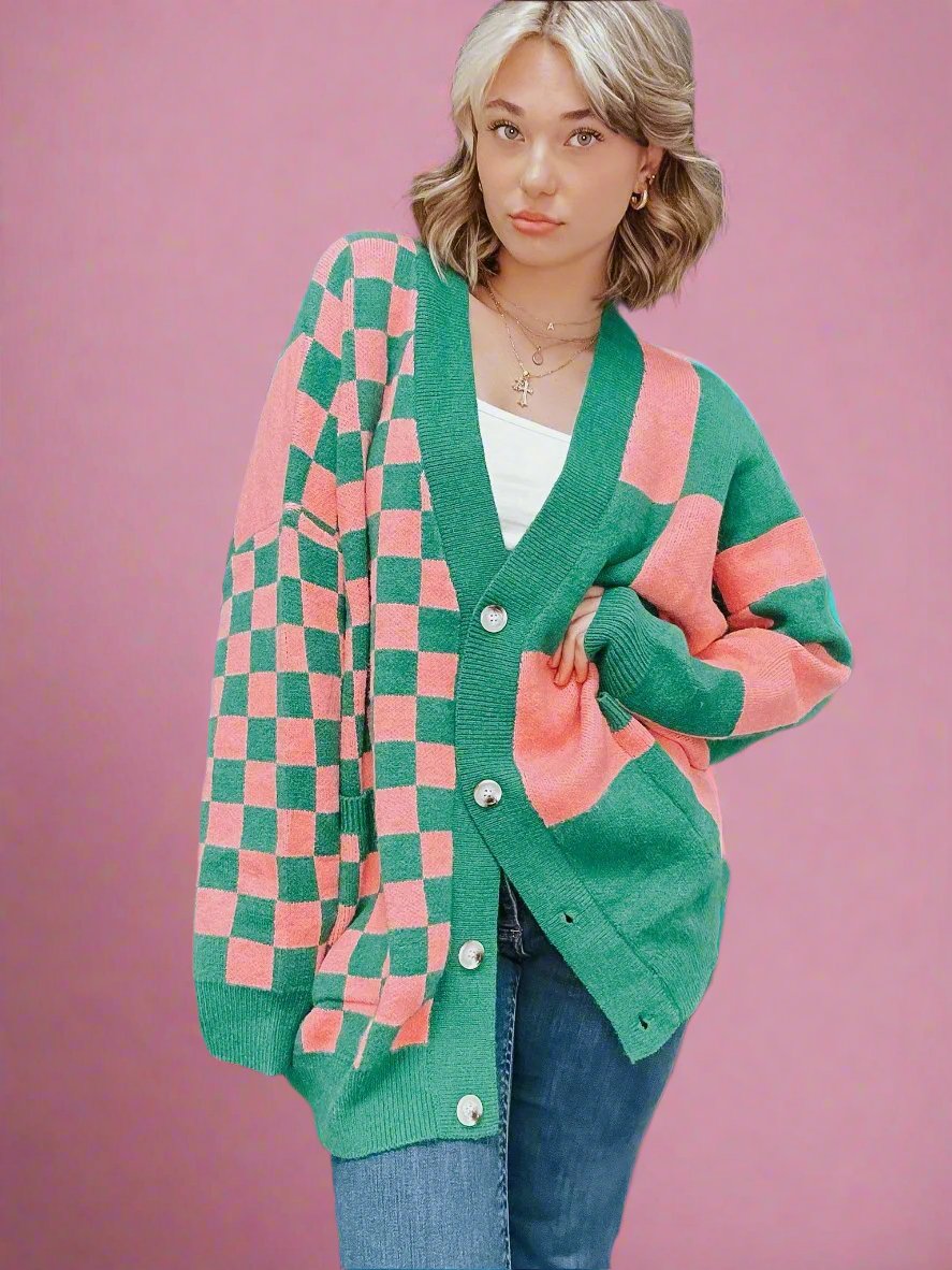 The Gracie Checkered Cardigan