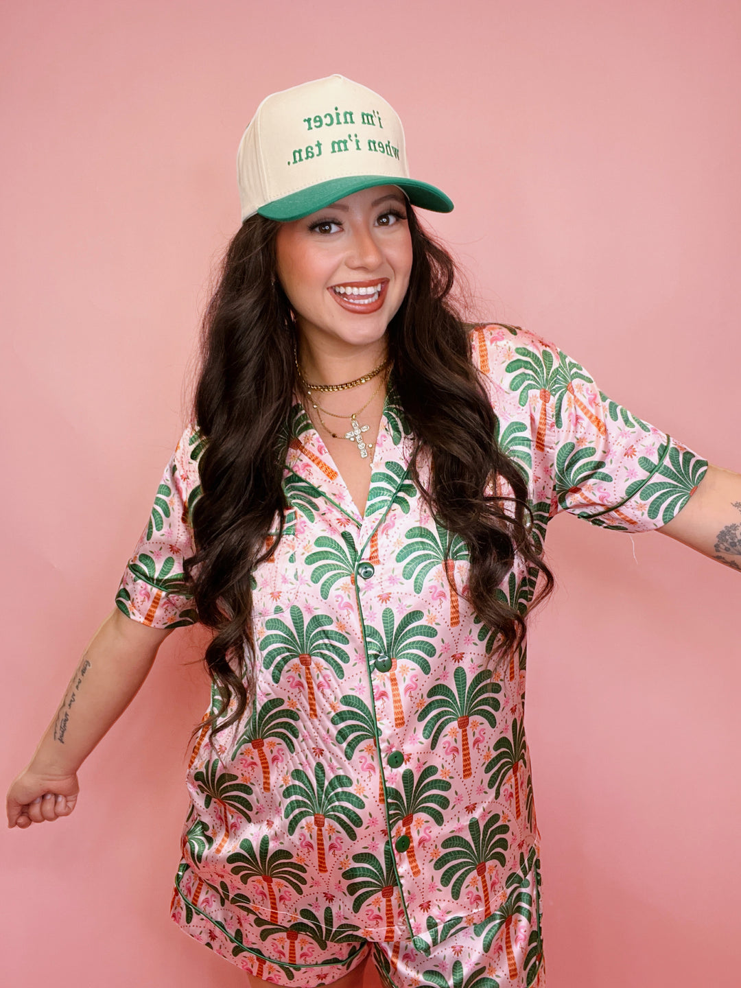 Pink Palm Beach Pajama Set