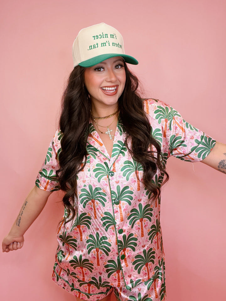 Pink Palm Beach Pajama Set