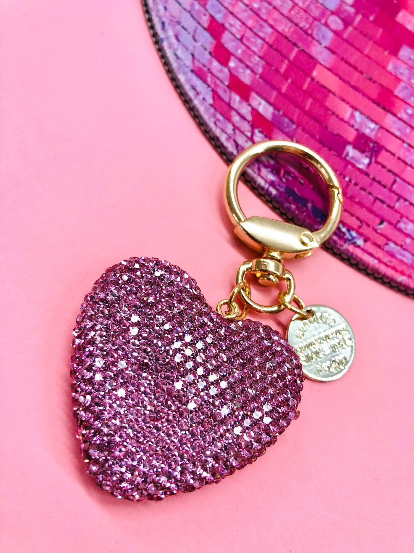 Pink Studded Heart Keychain