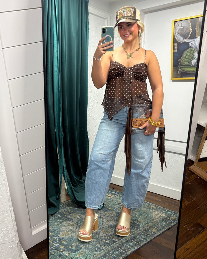 Boho Bow & Polka Dots Babydoll Cami