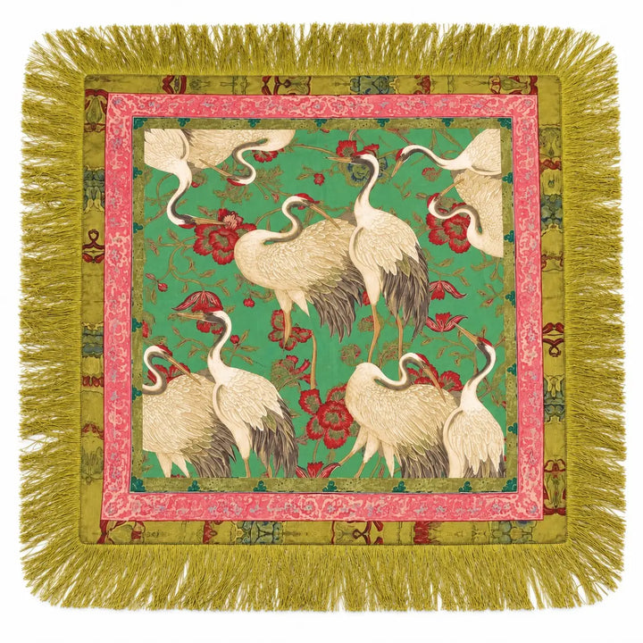 Crane & Coral Botanical Fringe Scarf