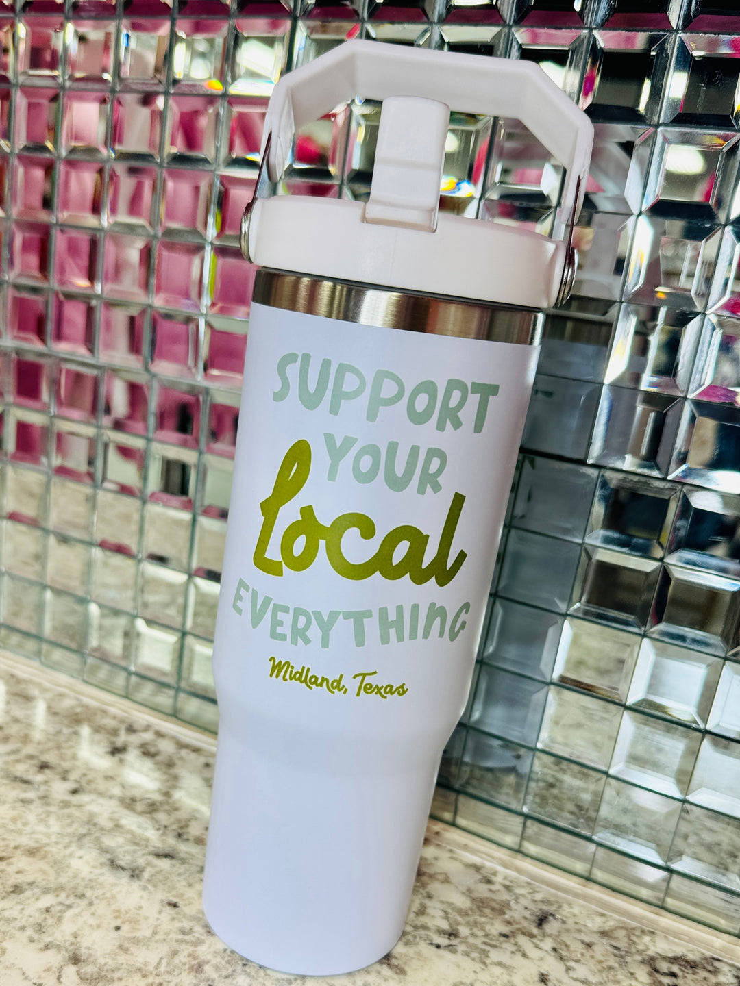 Support Your Local Everything BLUE Flip Straw Cup