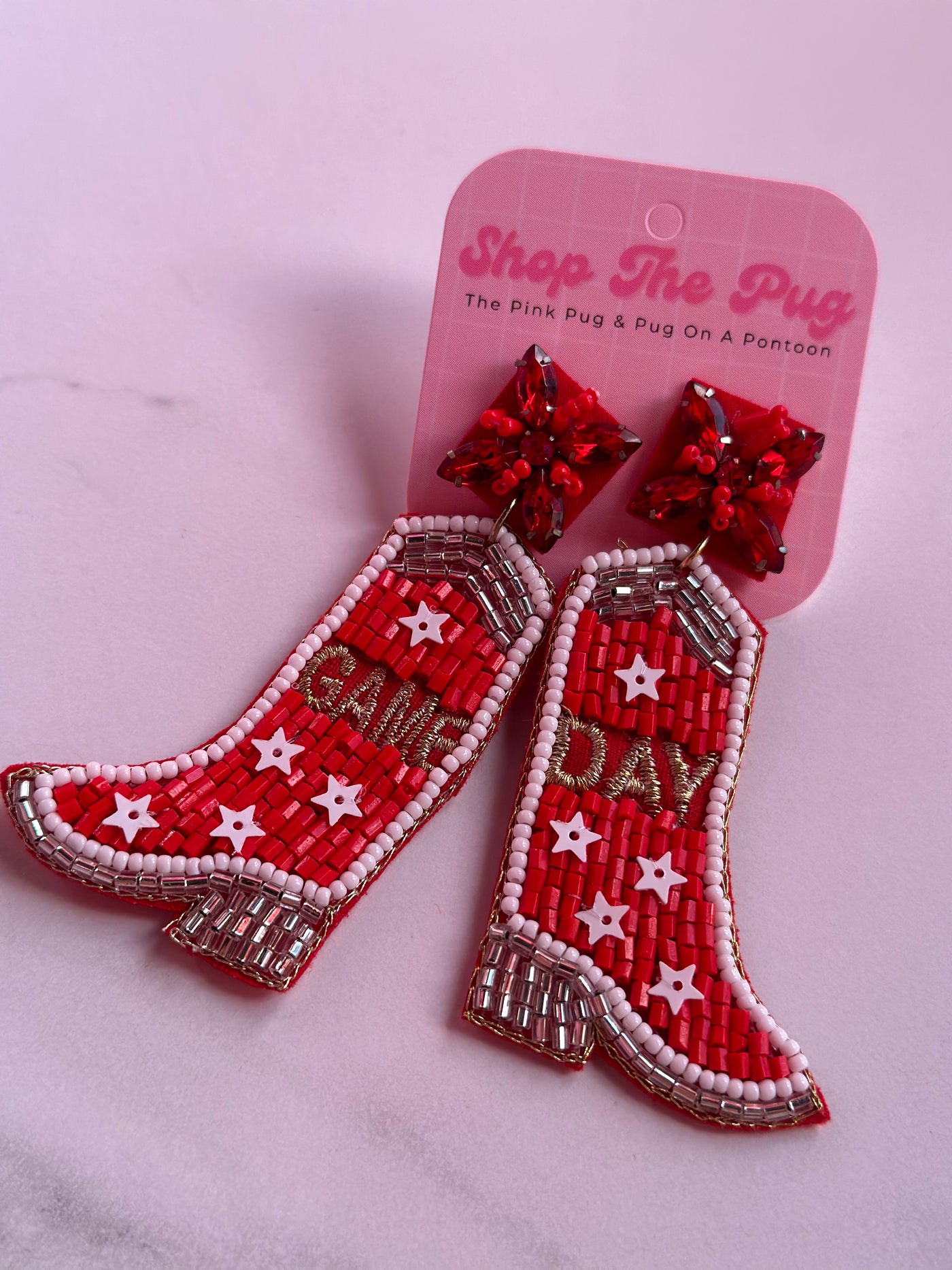 Game Day Boot Beaded Earrings