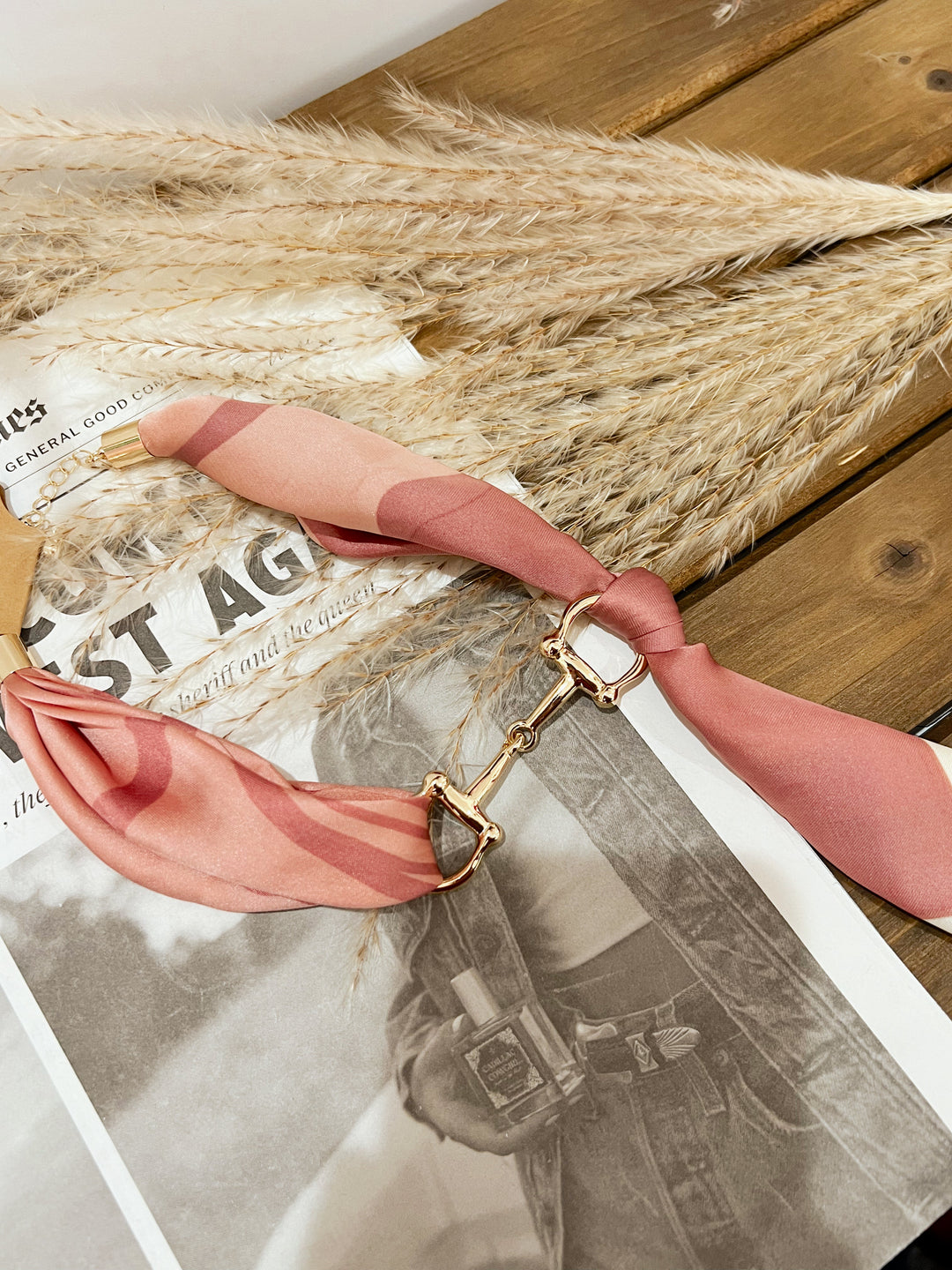Dusty Rose Horse Bit Scarf Necklace