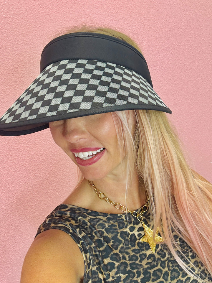 Checkered Sun Visor Hat