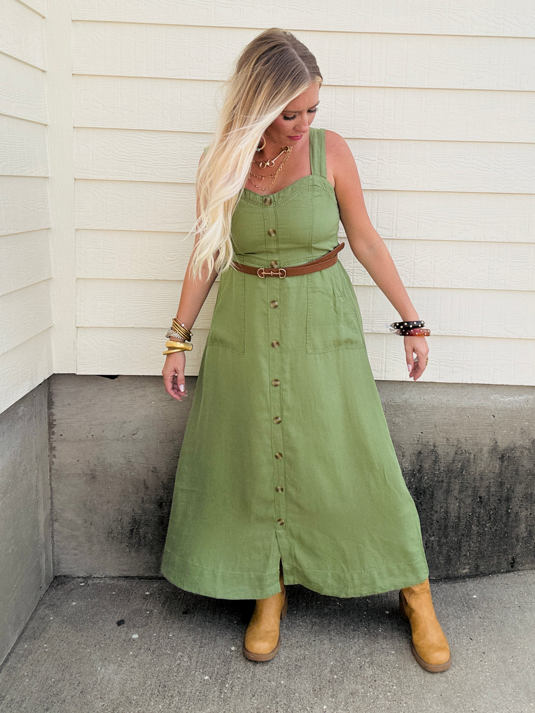 Olive Romance Midi Dress