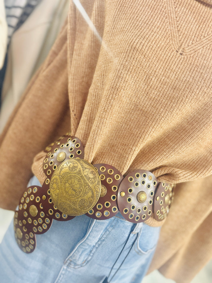 Stacked & Studded Concho Belt