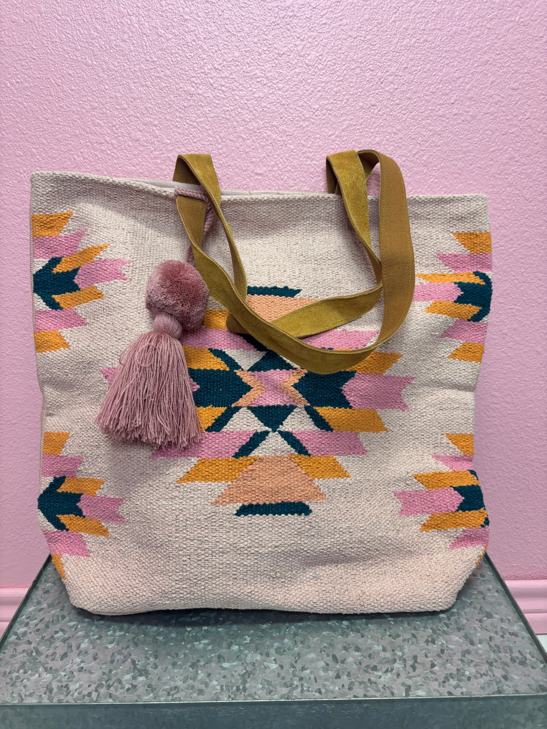 Pink, Teal & Orange Aztec Tote