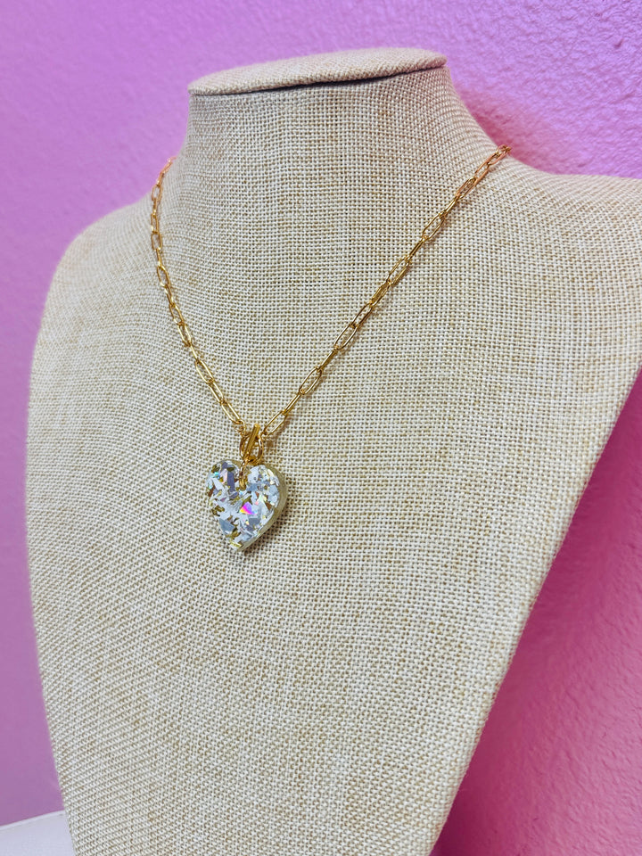 Pearl Confetti Heart Necklace