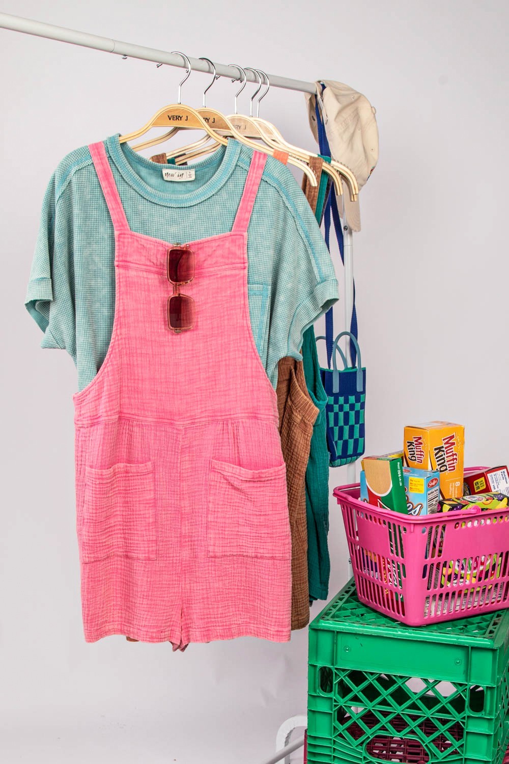 Mineral Washed Overall Romper