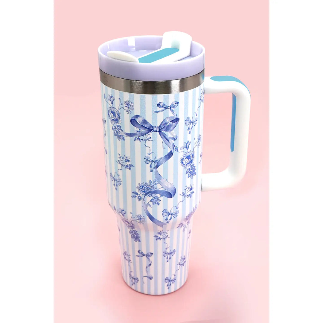 Floral Bow Stripe 40oz Tumbler