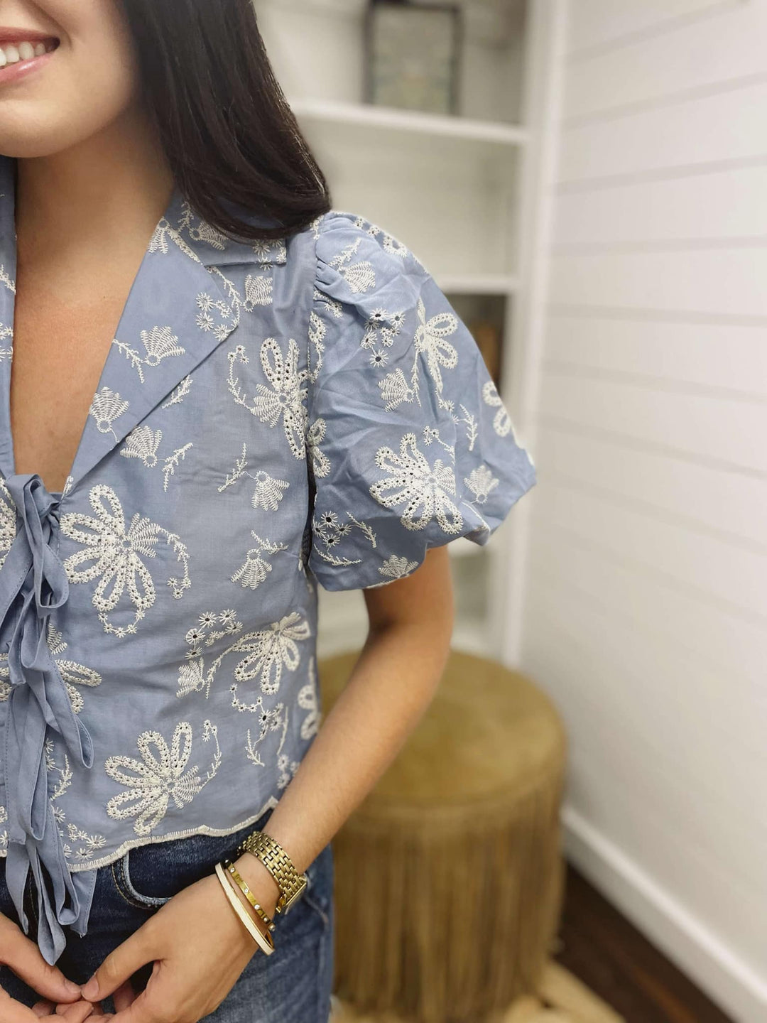 Periwinkle Sky Embroidered Top