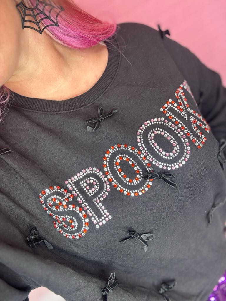 Spooky Stud & Velvet Ribbon Sweatshirt