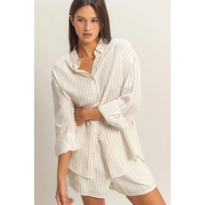 Just One More Stripe Button Up Top
