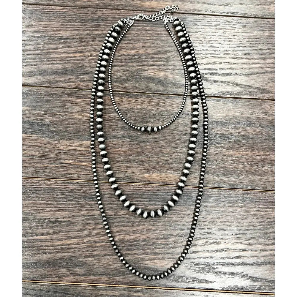 Stunning Silver Layered Bead Necklace