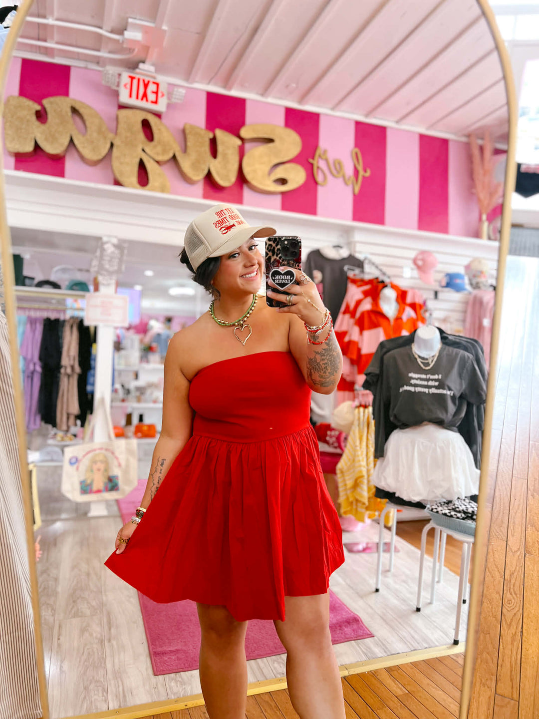 Beach Strolls Red Strapless Dress