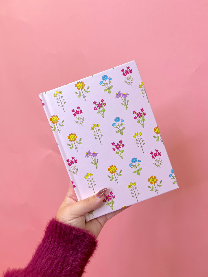 Pink Wildflowers Hardcover Notebook