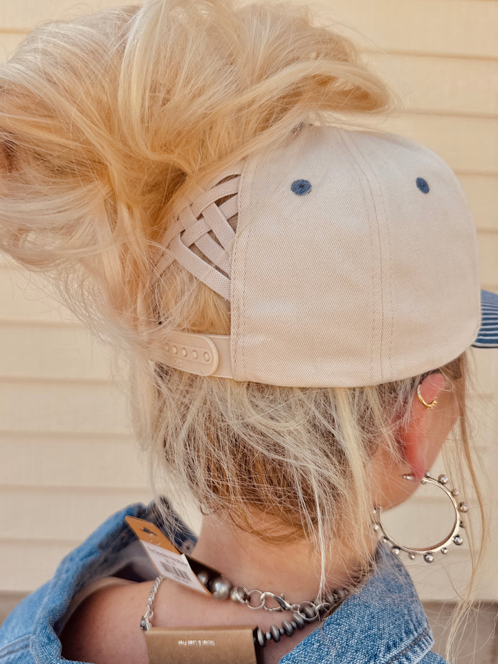 Nicer When I'm Tan Pinstripe Trucker Hat