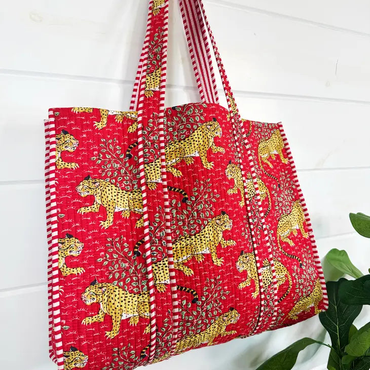Cotton Quilted Block Print Tote Bag