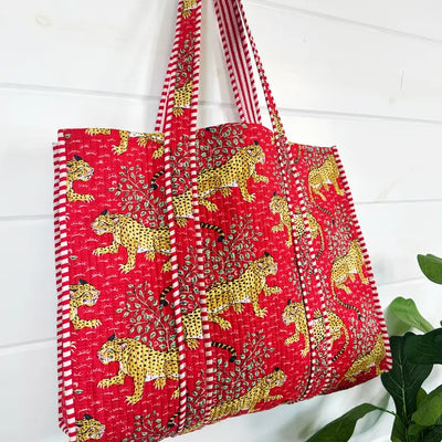 Cotton Quilted Block Print Tote Bag