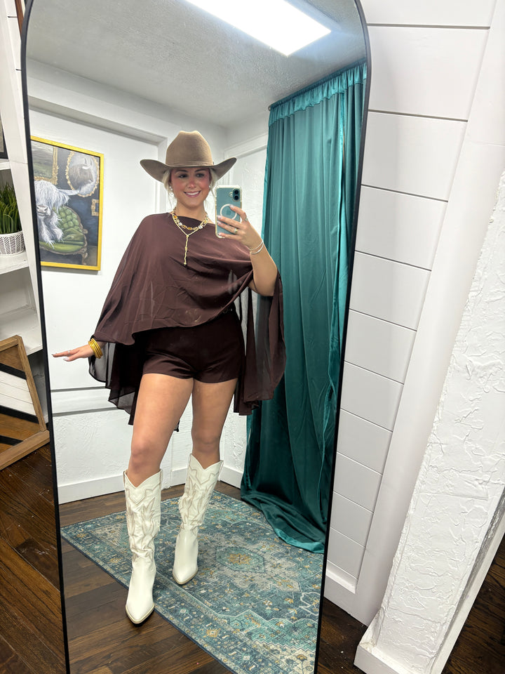 The Stella Chiffon Cape Romper