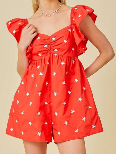 Stary Days Embroidered Ruffle Romper