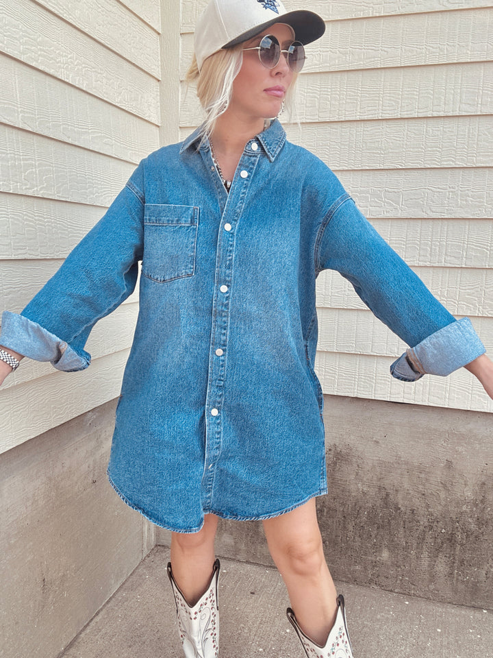 Blue Jean Beauty Shirt Dress