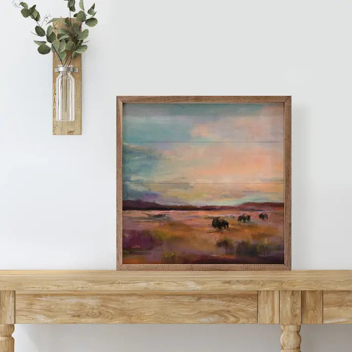 Buffalo Under Big Sky Framed Box Sign