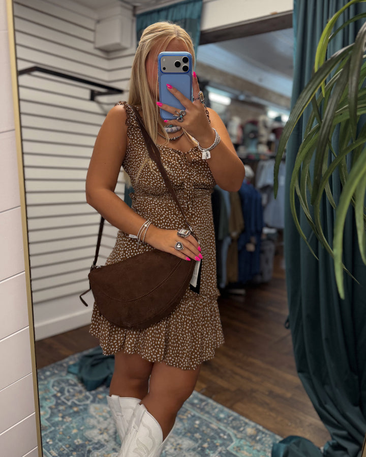 Suede Crescent Shoulder Bag