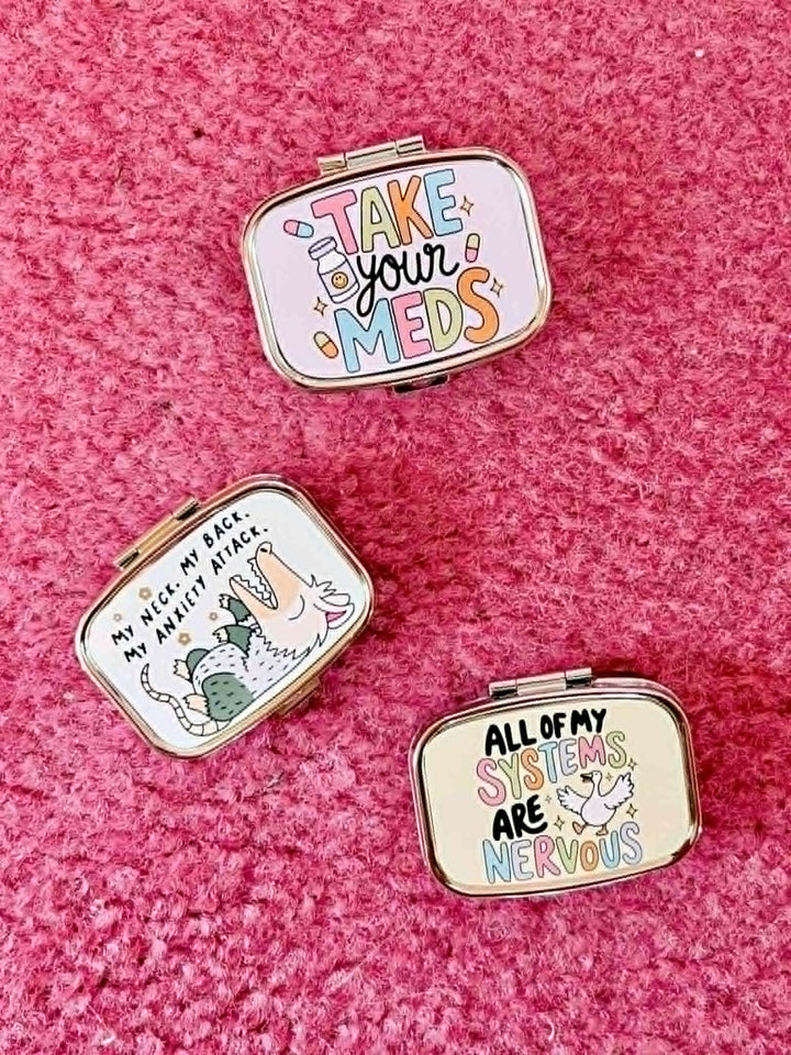 Funny Pill Box & Compact Mirror